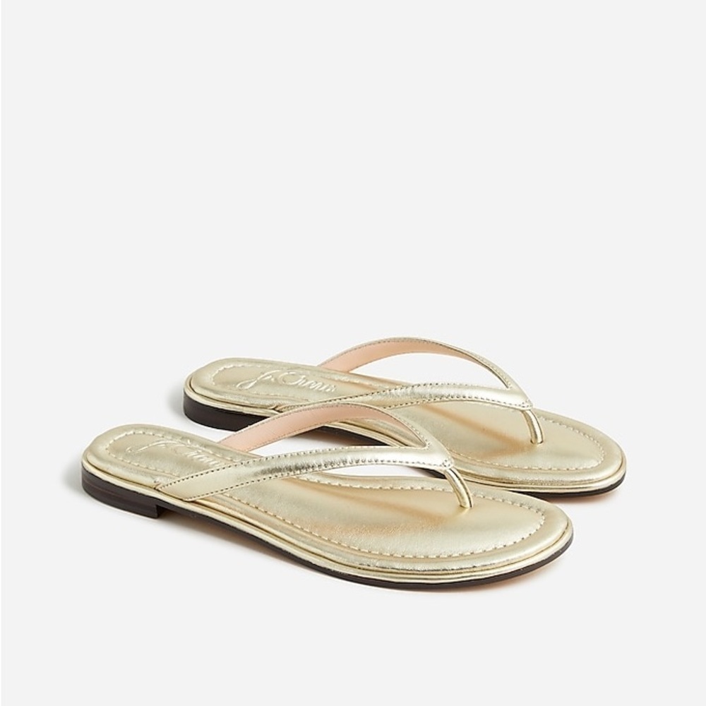 J Crew Menorca padded thong sandals in metallic leather BP562
